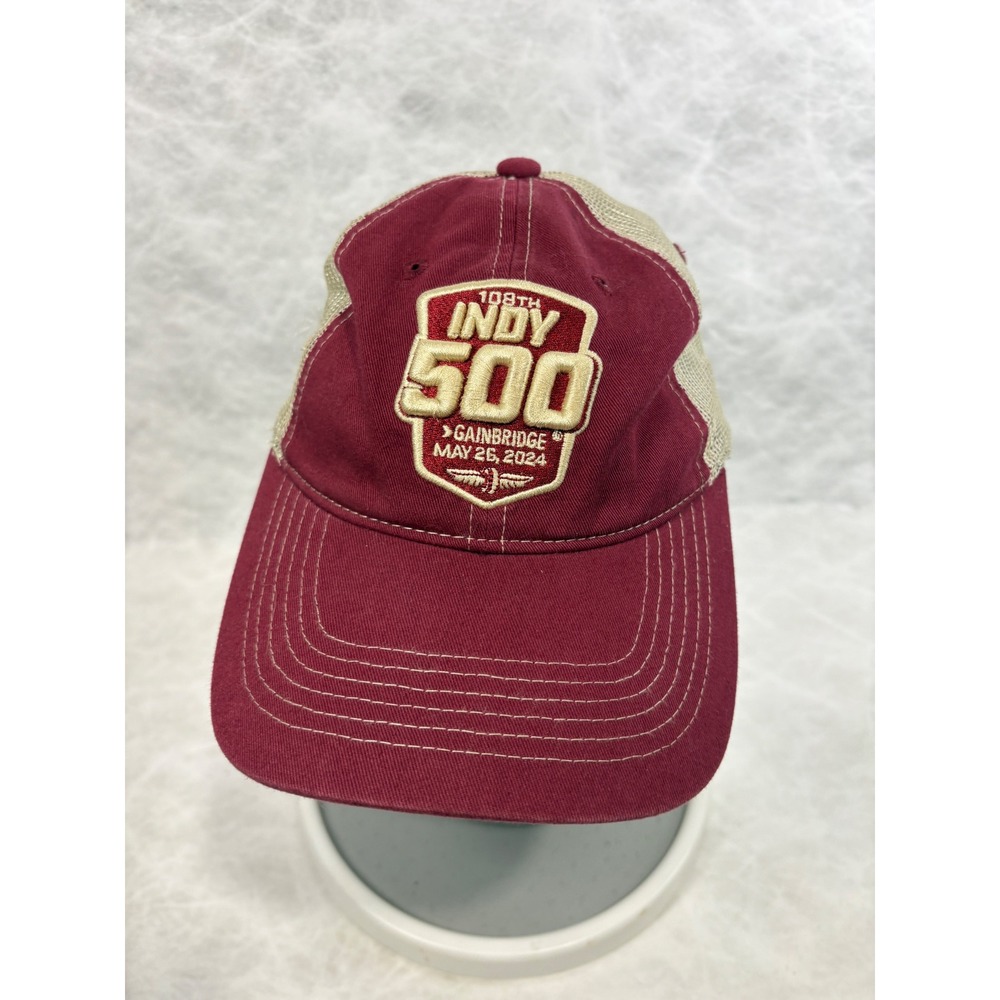 Indy 500 108th May 26‎ 2024 Gainbridge Trucker Hat Maroon Tan Mesh Snapback Cap